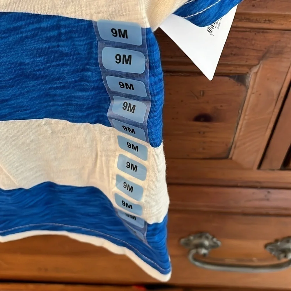 Carter’s Baby Boy Blue And Cream Hooded Top Size 9 Months NWT